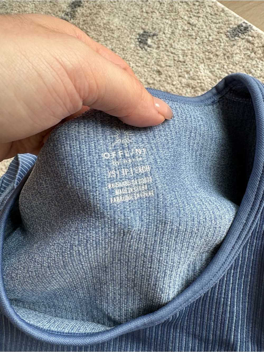 aerie Navy Ribbed Scoop-Neck Crop Top - Picture 2 of 3